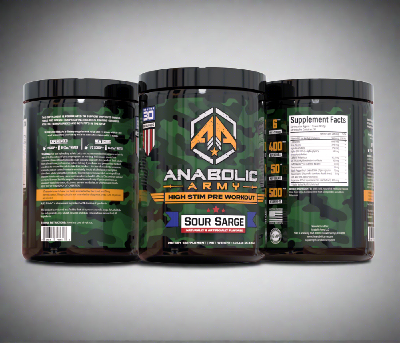 Anabolic Army "Sour Sarge" Pre-Workout (Raspberry Limeade)