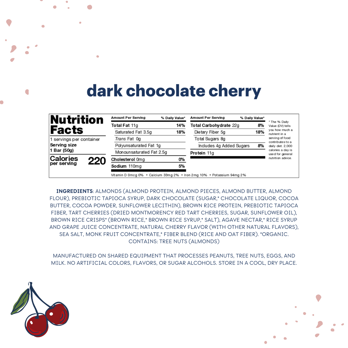 Dark Chocolate Cherry Nutrition Bars