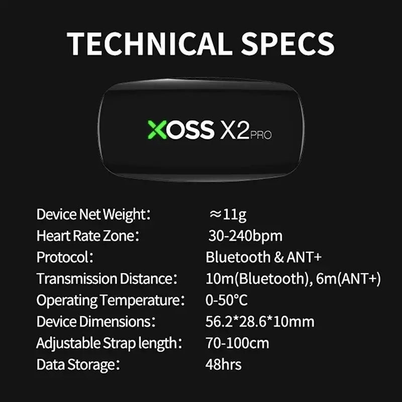 XOSS X2 Pro Chest Strap Heart Rate Sensor Waterproof Bluetooth ANT+ Health Fitness Smart Bicycle Monitor - The Anabolic Army