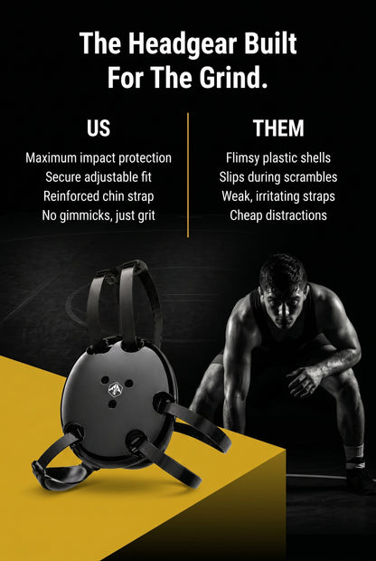 Black Vinyl Adjustable Wrestling Headgear